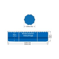 Avenli Frame Pool Set 360 x 76 cm, Aufstellpool rund, mit Pumpe, blau