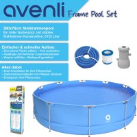 Avenli® Frame Pool Set 360 x 76 cm, Aufstellpool rund, mit Pumpe, blau