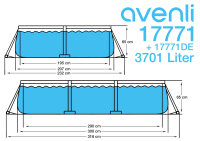 Avenli&reg; Frame Rectangular Pool Set 300 x 207 x 65 cm, Aufstellpool, reckteckig, mit Pumpe, grau