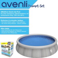 Avenli® Prompt Set™ Ø 396 x 84 cm Pool, ohne Zubehör, graue Rattanoptik