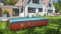 Avenli® Frame Plus Rectangular Pool Set 540 x 250 x 100 cm, Aufstellpool, reckteckig, mit Pumpe, braune Holzoptik