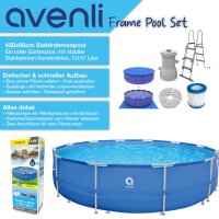 Avenli Frame Pool Komplettset 450 x 90 cm, Aufstellpool rund, mit Pumpe, blau