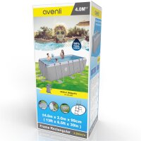 Avenli&reg; Frame Rectangular Pool Set 400 x 200 x 99 cm, rechteckiger Stahlrahmen Pool mit Sandfilterpumpe und Leiter, grau
