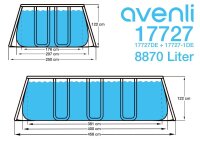 Avenli Frame Rectangular Pool Set 400 x 207 x 122 cm, rechteckiger Stahlrahmen Pool mit Sandfilterpumpe und Leiter, grau