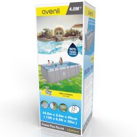 Avenli® Frame Rectangular Pool Set 400 x 200 x 99 cm, Aufstellpool, reckteckig, mit Pumpe, grau
