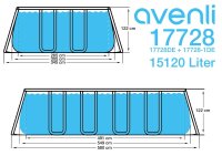 Avenli® Frame Plus Rectangular Pool Komplettset 549 x 305 x 122 cm, Aufstellpool, reckteckig, mit Pumpe, grau