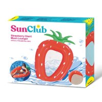 SunClub® Lounge-Luftmatratze mit Liegenetz im Erdbeer-Design, 167x113 cm