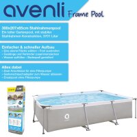 Avenli® Frame Rectangular Pool 300 x 207 x 65 cm, Aufstellpool, reckteckig, ohne Pumpe, grau