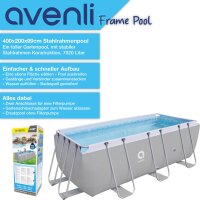 Avenli Frame Rectangular Pool 400 x 200 x 99 cm, Aufstellpool, rechteckig, ohne Pumpe, Ersatzpool, grau