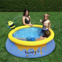SunClub® Planschbecken Wassersprühender Bienen Pool Ø 150 x 41 cm mit aufblasbarem Luftring