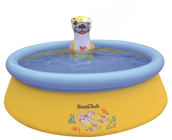SunClub® Planschbecken Wassersprühender Otter Pool Ø 150 x 41 cm mit aufblasbarem Luftring