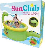 SunClub Planschbecken 3D Wassersprühender Dino Pool 175 x 62 cm mit aufblasbarem Luftring
