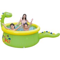 SunClub® Planschbecken 3D Wassersprühender Dino Pool 175 x 62 cm mit aufblasbarem Luftring