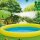 SunClub Planschbecken 3D Wassersprühender Dino Pool 175 x 62 cm mit aufblasbarem Luftring