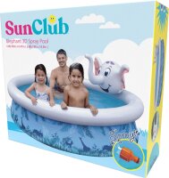 SunClub® Planschbecken 3D Wassersprühender Elefant Pool Ø205 x 47 cm mit aufblasbarem Luftring