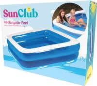SunClub Planschbecken aufblasbarer 2-Ring Pool, rechteckig, 200x150x50 cm