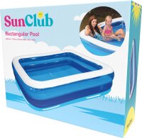 SunClub Planschbecken aufblasbarer 2-Ring Pool, rechteckig, 262x175x50 cm