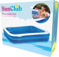 SunClub Planschbecken aufblasbarer 2-Ring Pool, rechteckig, 305x183x50 cm