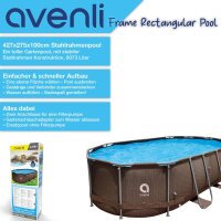 Avenli® Frame Oval Pool 427 x 275 x 100 cm, Aufstellpool, oval, ohne Pumpe, Ersatzpool, braune Rattanoptik