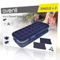 Avenli&reg; aufblasbares 4 in 1 Luftbett Set / Campingmatratzen inklusive 2 Kissen 2 x 191 x 73 x 22 cm